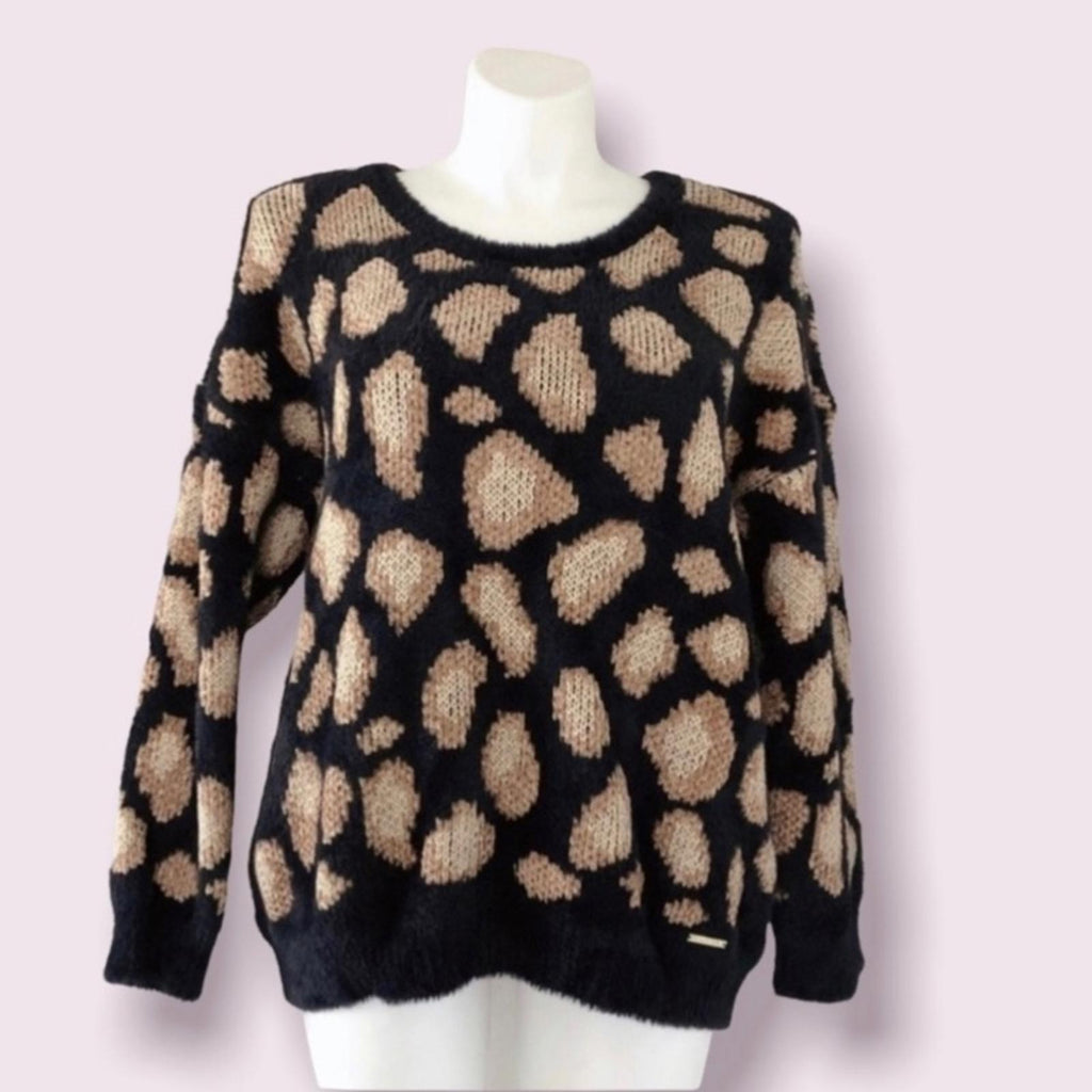 Michael Kors Crewneck Soft Dark Camel Sweater Fur Velour-Blend Size XXL NWT $155
