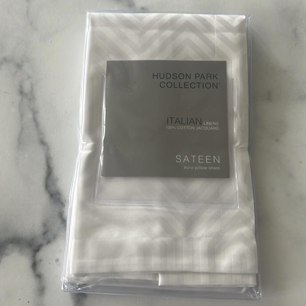 Hudson Park Collection Italian Tivoli Jacquard Euro Sham in White, Made in Italy