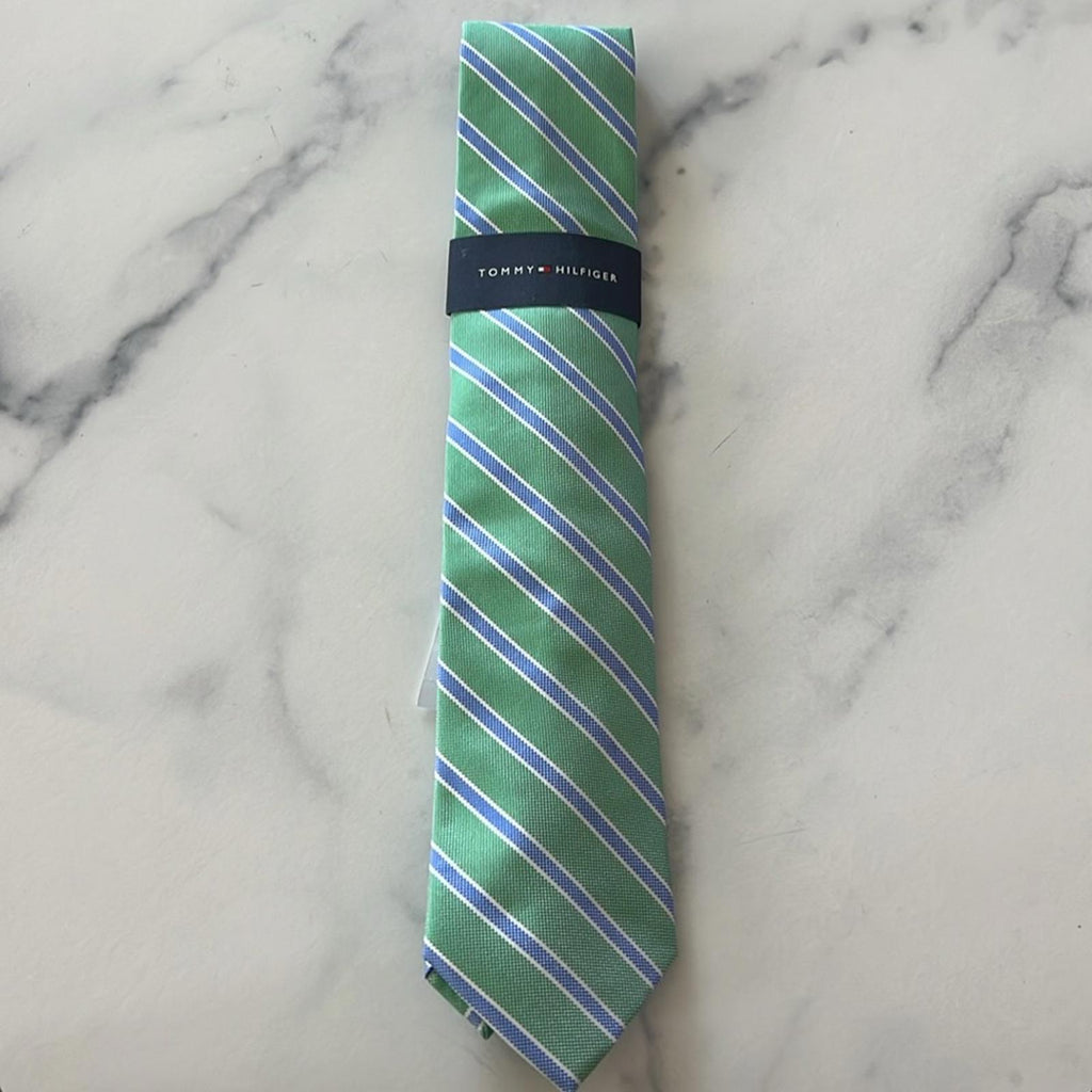 Tommy Hilfiger Oxford Stripe Tie in Green/Blue, One Size, NWT