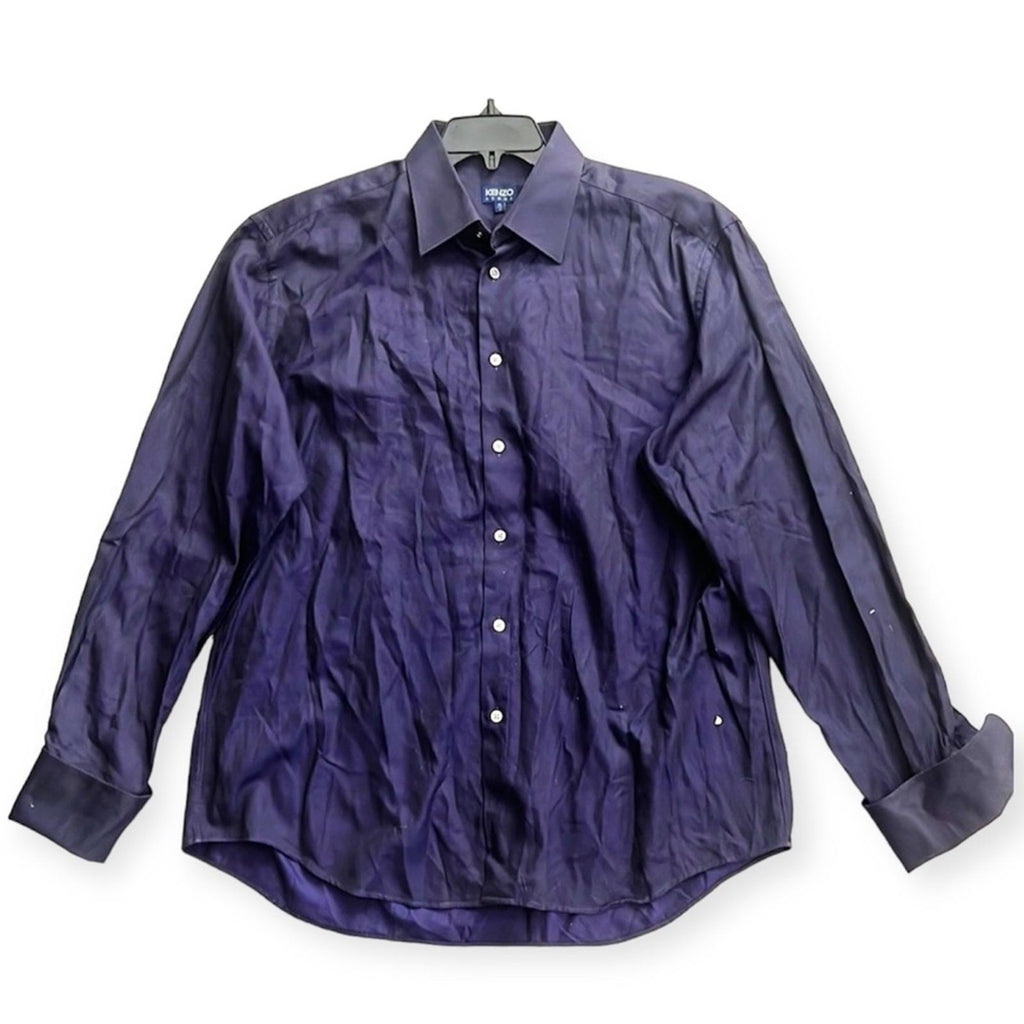 KENZO Homme Iridescent Long-Sleeve Dress Shirt in Purple, Size 43/17 EXCELLENT!