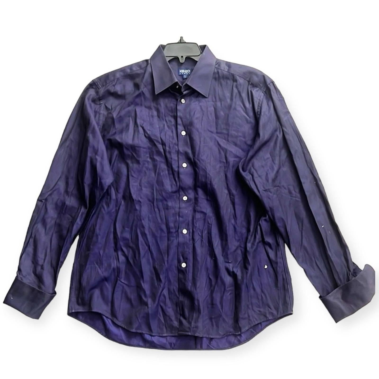KENZO Homme Iridescent Long-Sleeve Dress Shirt in Purple, Size 43/17 EXCELLENT!