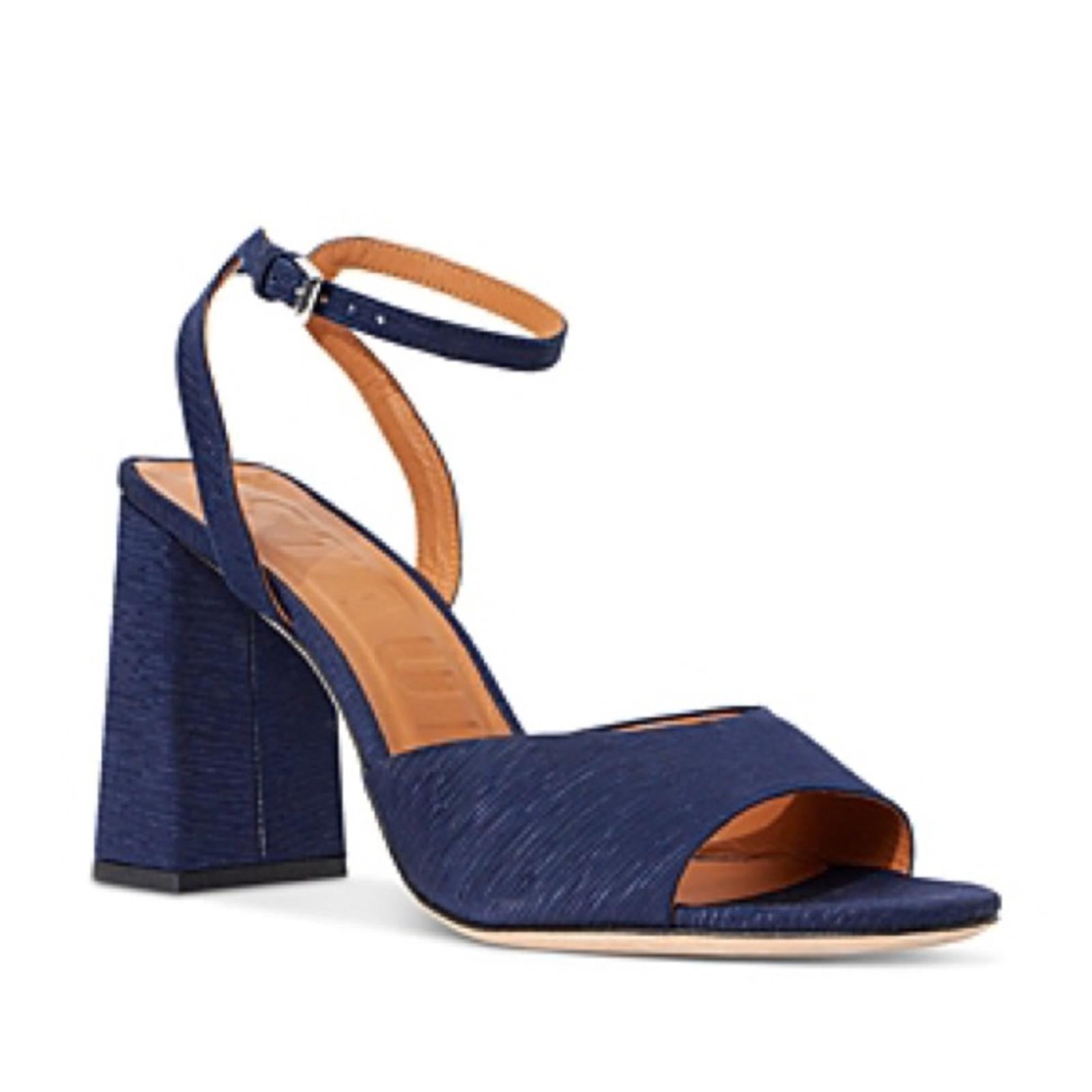 STAUD Solange NAVY High Block Heel Sandals, Size EU 40 NEW +Dust Bag SOLD OUT!