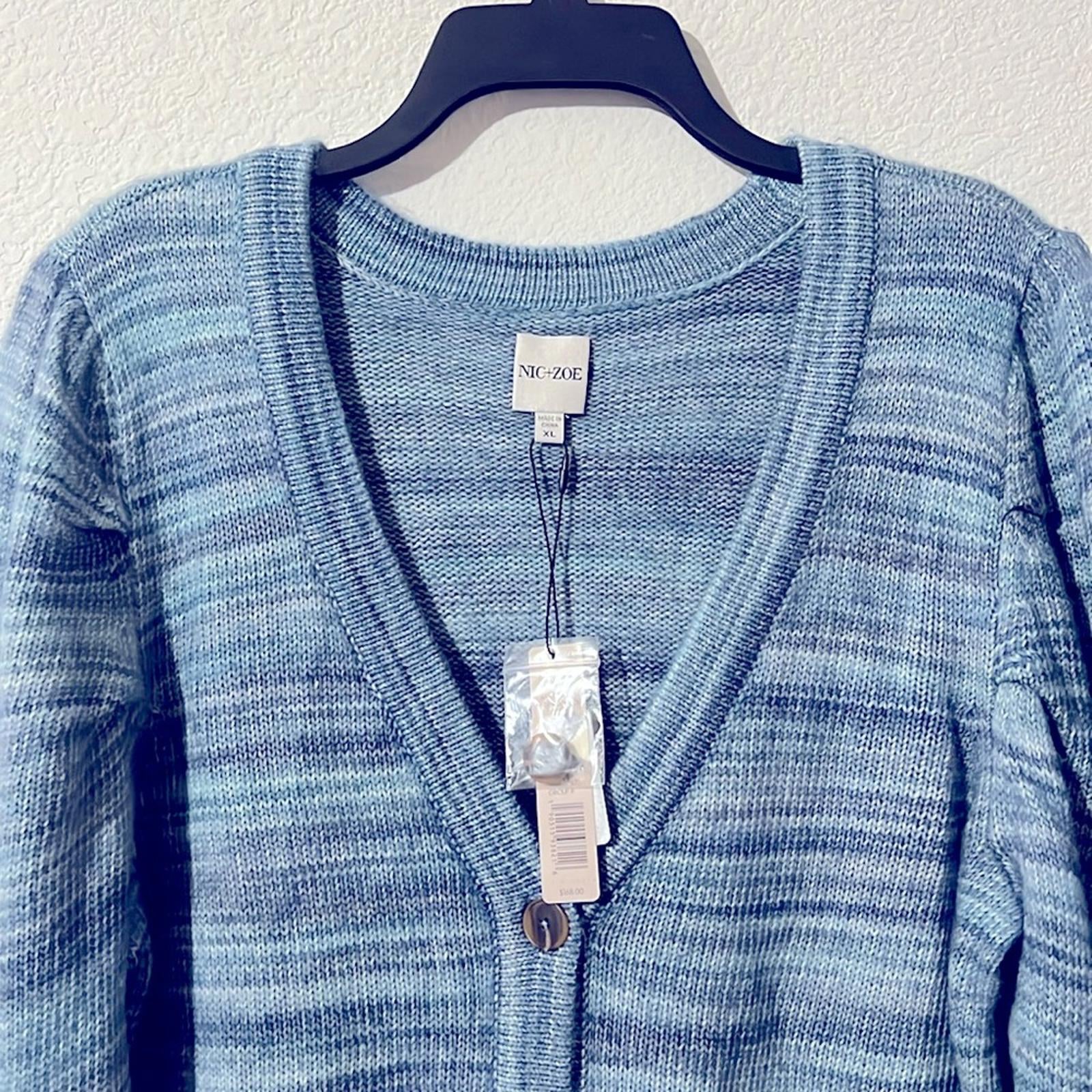 Nic+Zoe Harvest Button Up Fall Cardigan Faux Mohair Sweater, Size XL, New w/Tag
