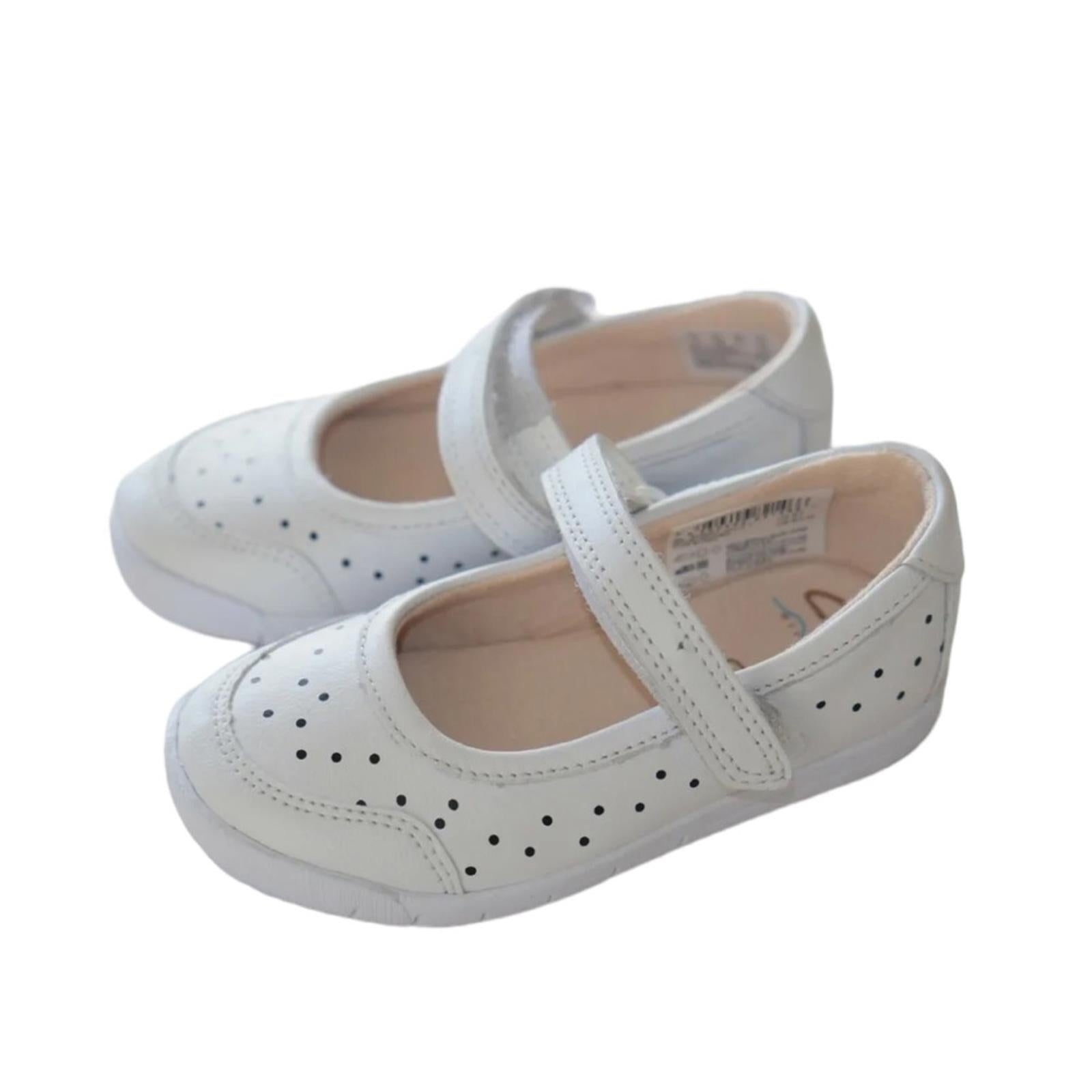 NWT Clarks Kid’s Emery Halo T White Leather Sneakers Girls Size UK 6.5G, US 7W