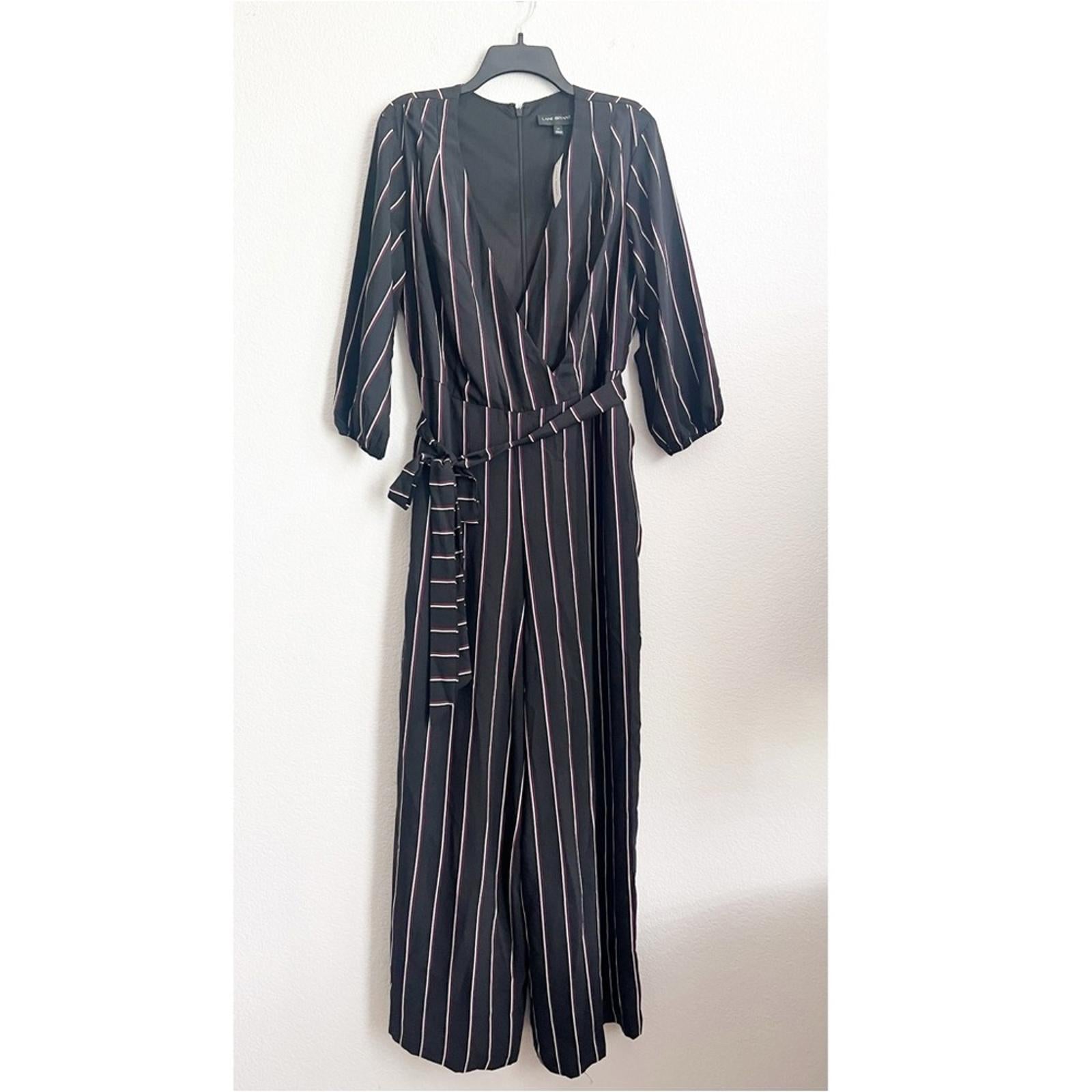 Lane Bryant Striped Faux Wrap Jumpsuit w/Belt, Size 14 New w/Tag