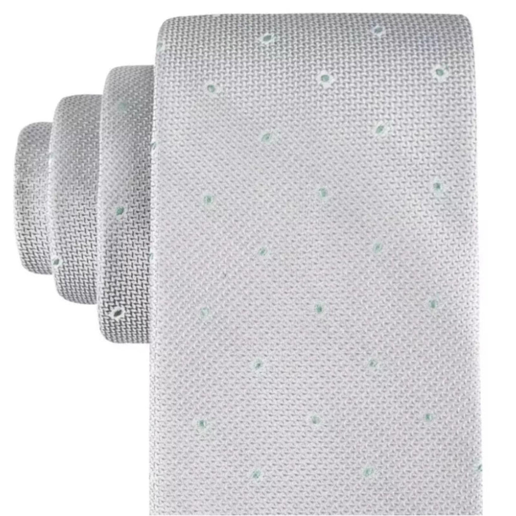 Calvin Klein Silk-Blend Textured Micro-Dot Neat Tie in Gray, One Size, NWT