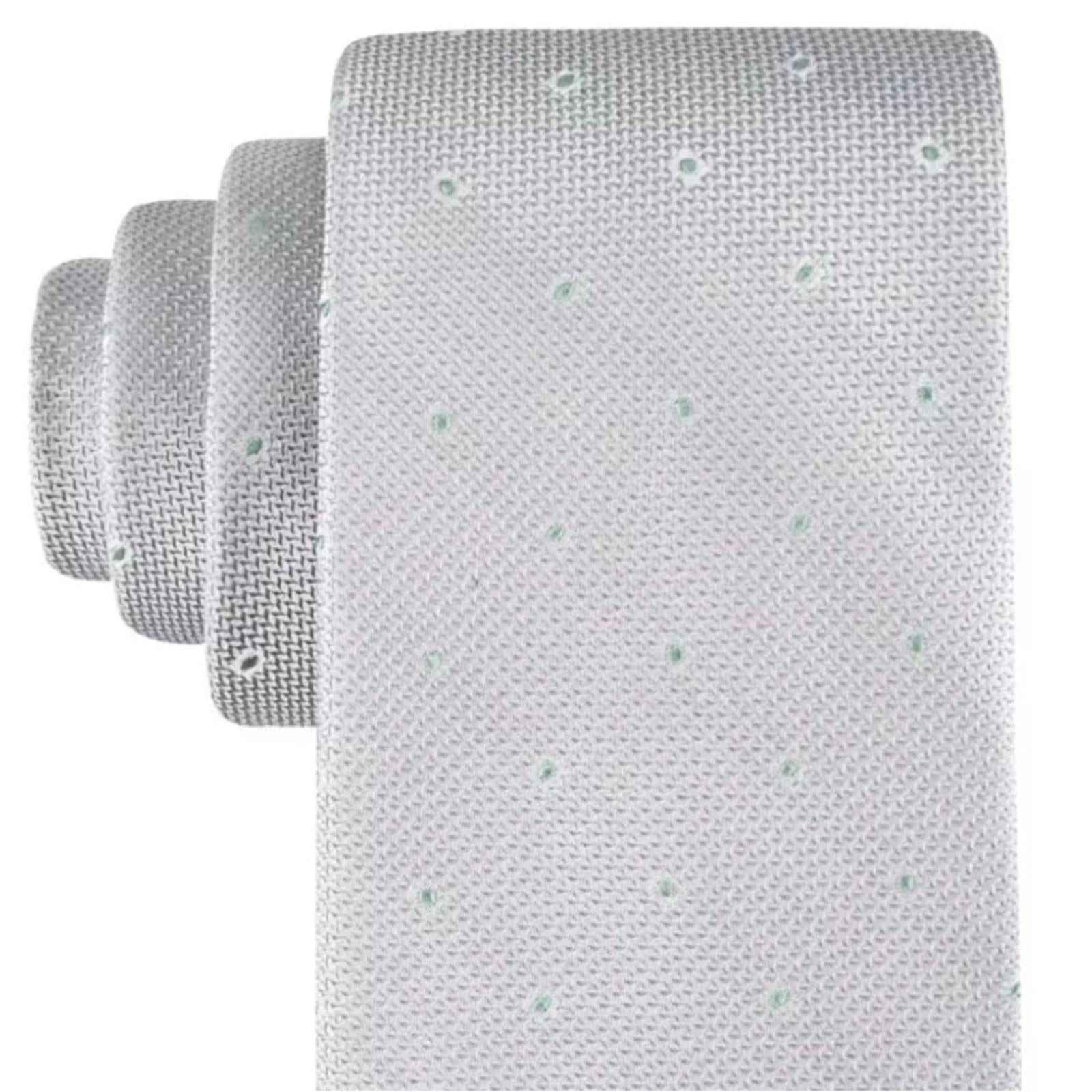 Calvin Klein Silk-Blend Textured Micro-Dot Neat Tie in Gray, One Size, NWT