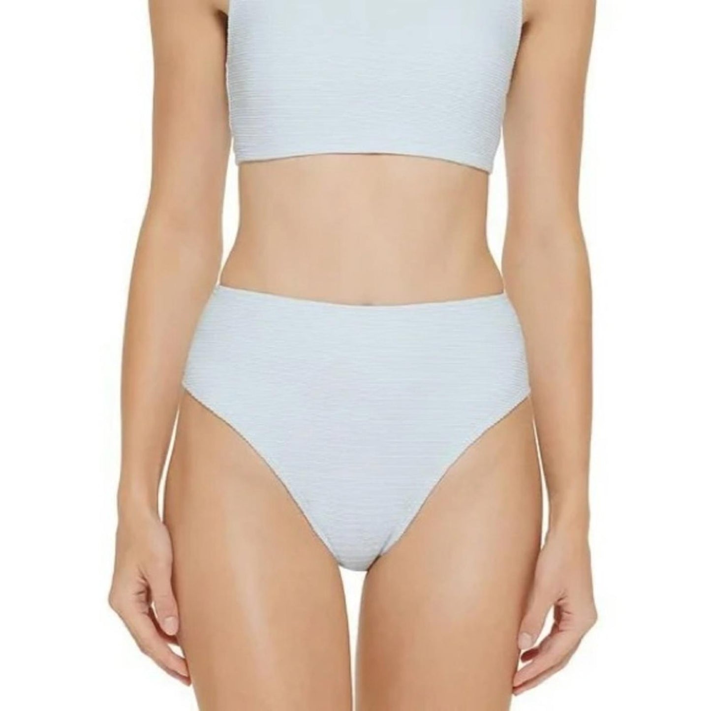 DKNY Ribbed High-Waist Swim Bottom Separates, Blue Size XL NEW w/Tag
