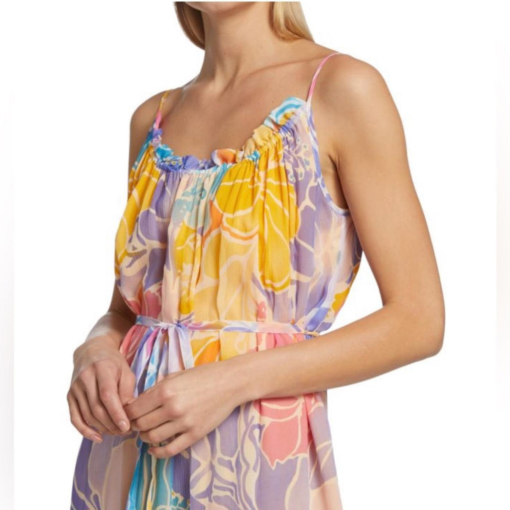 Ramy Brook Ivy Printed Silk Tiered Maxi Dress, Palav, Size XS New w/Tag $585