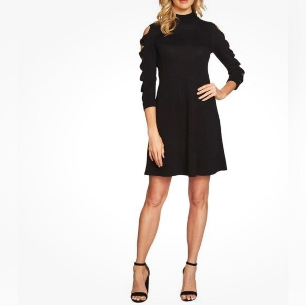 CeCe Bow Sleeve Turtleneck Above The Knee Sheath Dress in Black, NEW, Size XL