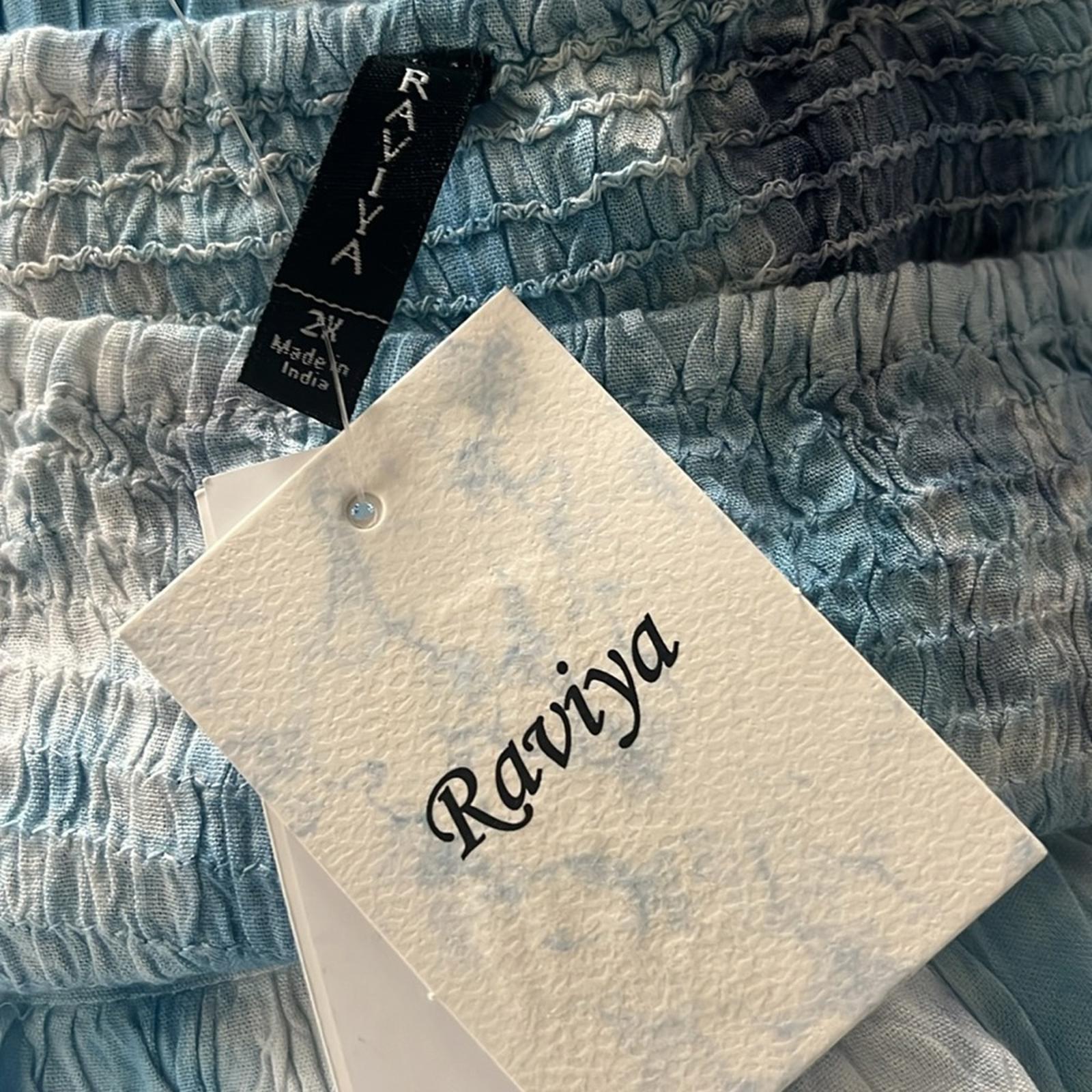 RAVIYA Strapless Tiered Tie-Dye Maxi Dress Cover-Up in Blue/Sky Size 2X NWT
