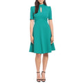 NEW London Times Keyhole Short Sleeve Fit & Flare Crepe Dress Size 8 Retail $118