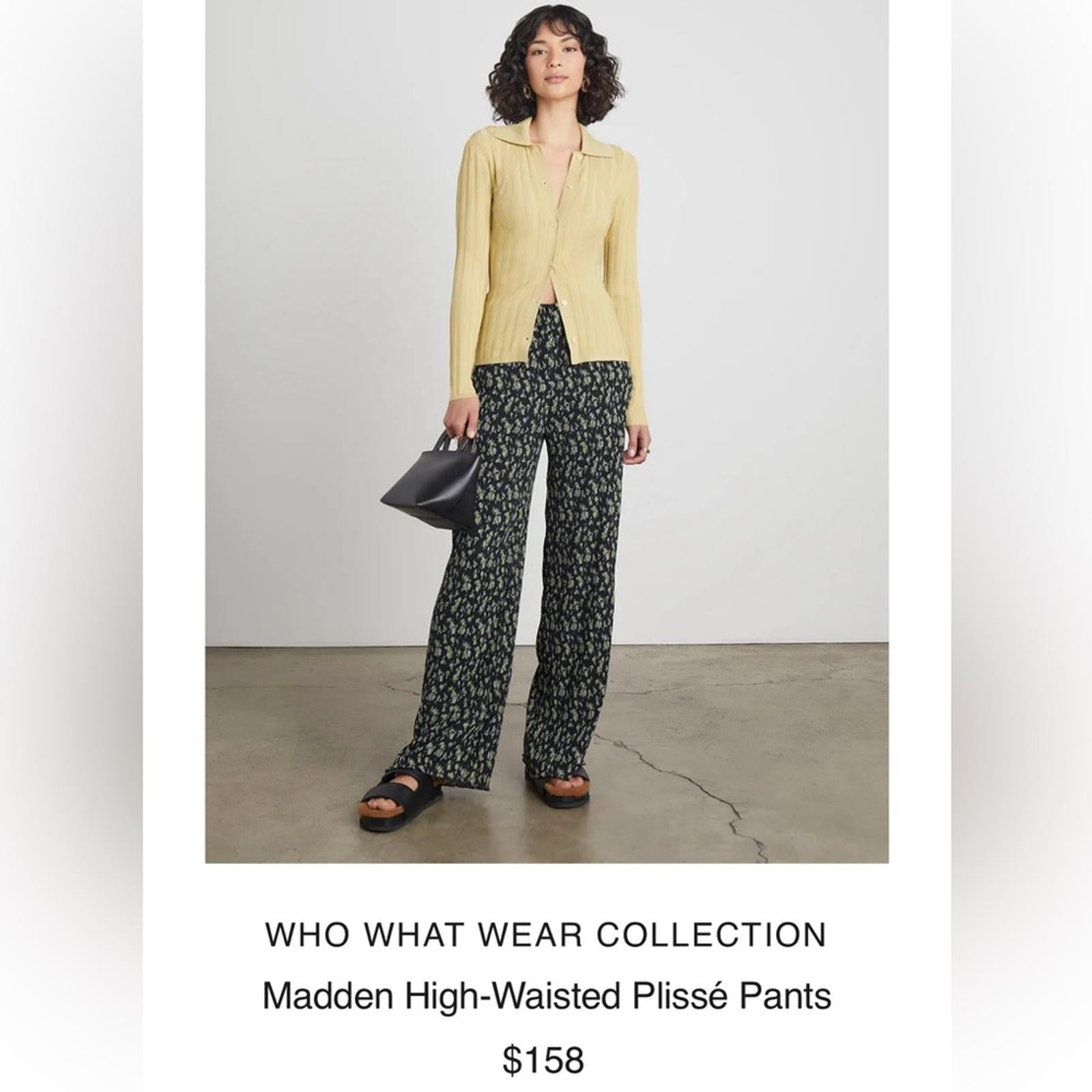 WhoWhatWear MADDEN High-Waisted Plissé Pants, Disty Floral New w/Tag Retail $158