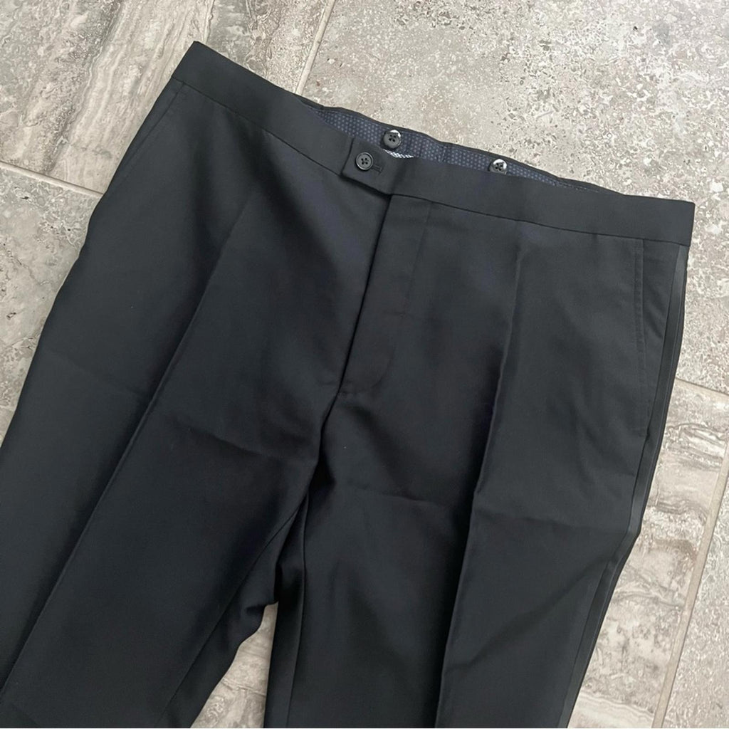 The Savile Row Company London Slim Fit Tuxedo Pants, Black, Size 38W X 44L NEW