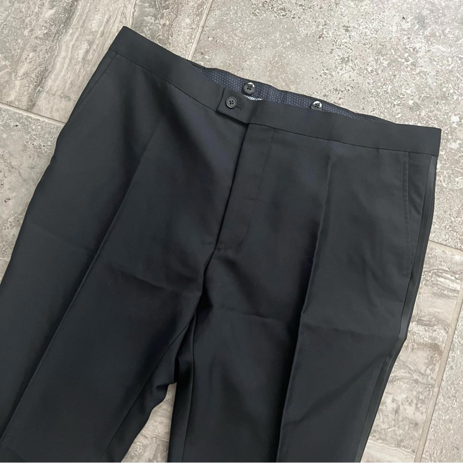 The Savile Row Company London Slim Fit Tuxedo Pants, Black, Size 38W X 44L NEW