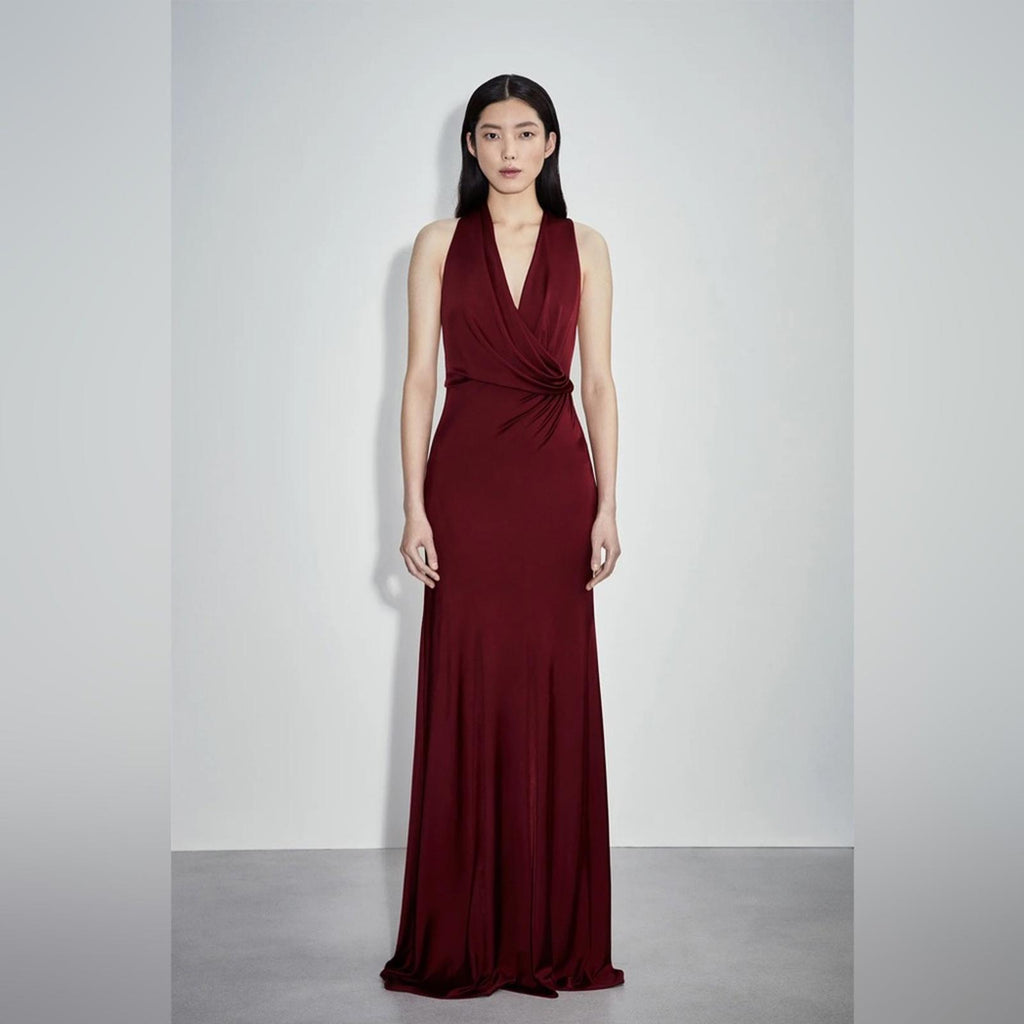Et Ochs Valentina Open Back Gown Halter Evening Dress, Crimson, Size 8 NWT $1695