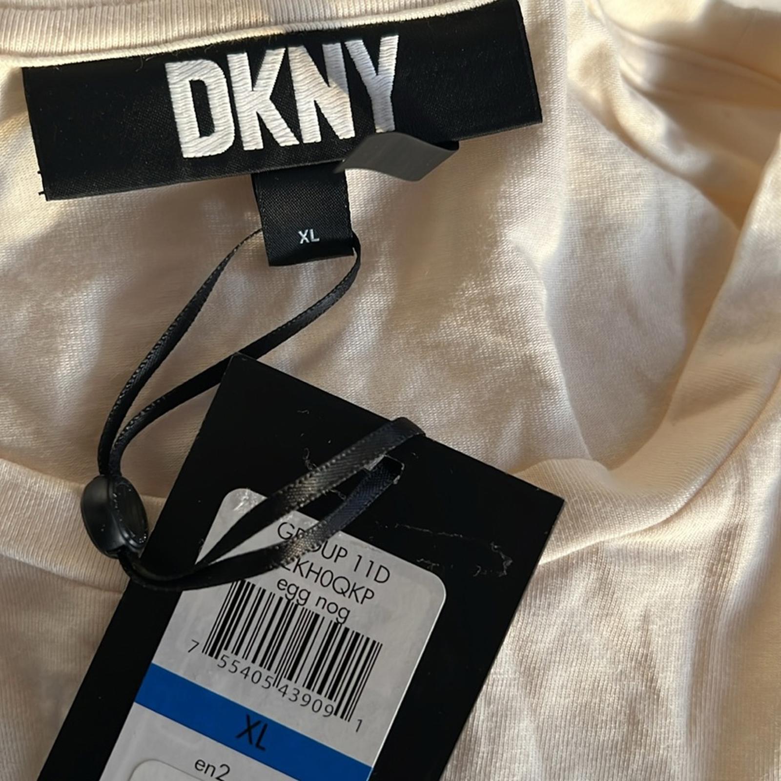 DKNY Elbow Sleeve Knit Top in Egg Nog, Size XL, New w/Tag Retail $69