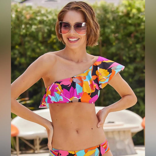 Trina Turk Gemini One Shoulder Bikini Top, Size 8 NEW w/Tag