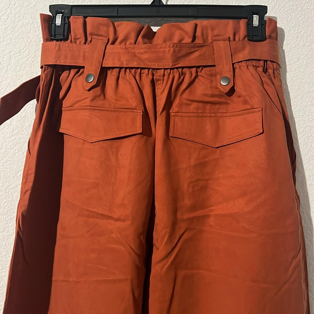 Who What Wear Brown Utility Trousers, PaperBag High-Waist in Amber, NWT, Size XL