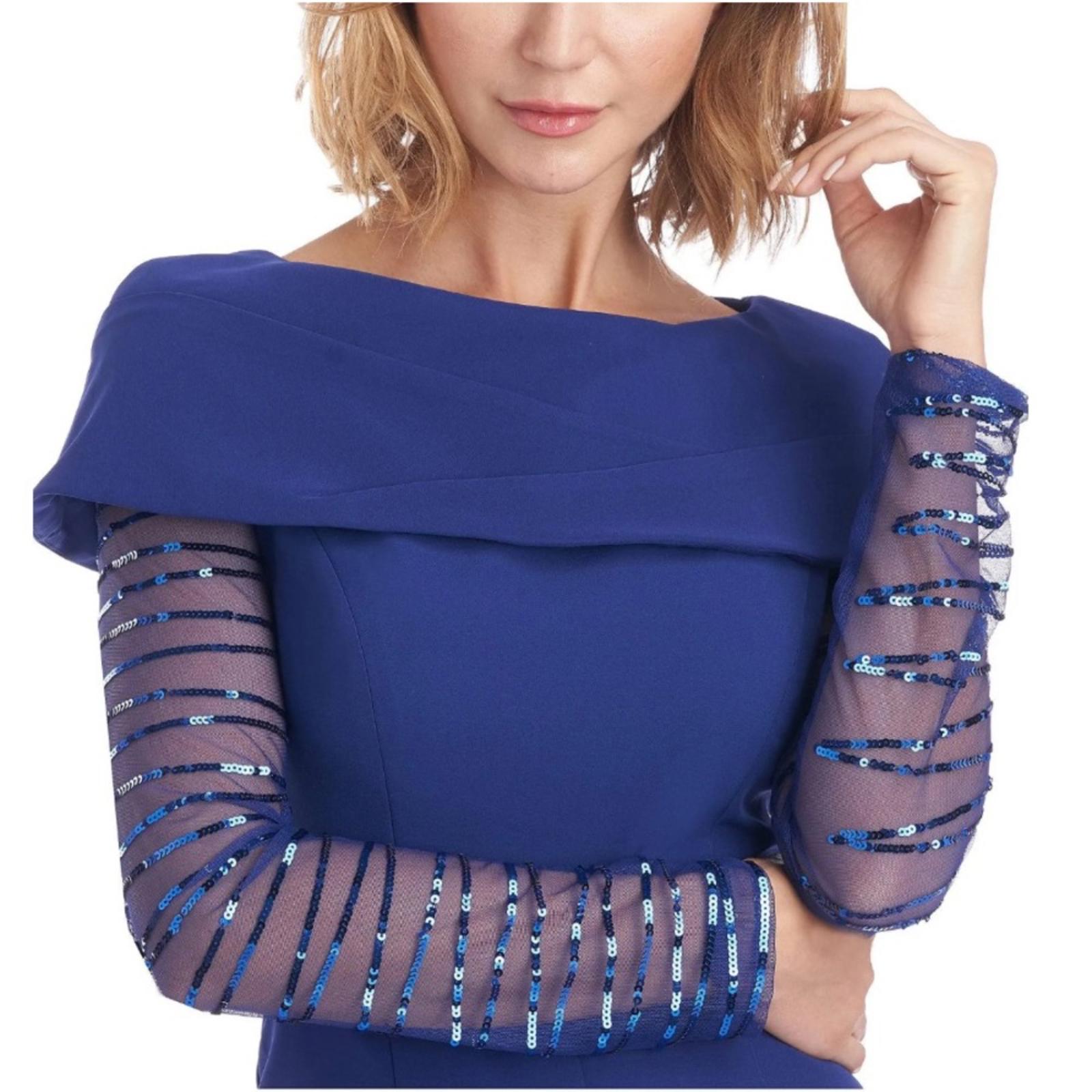 JS Collections Sequined Pintuck Jumpsuit in Blue, Size 4 New w/Tag, Retail $298
