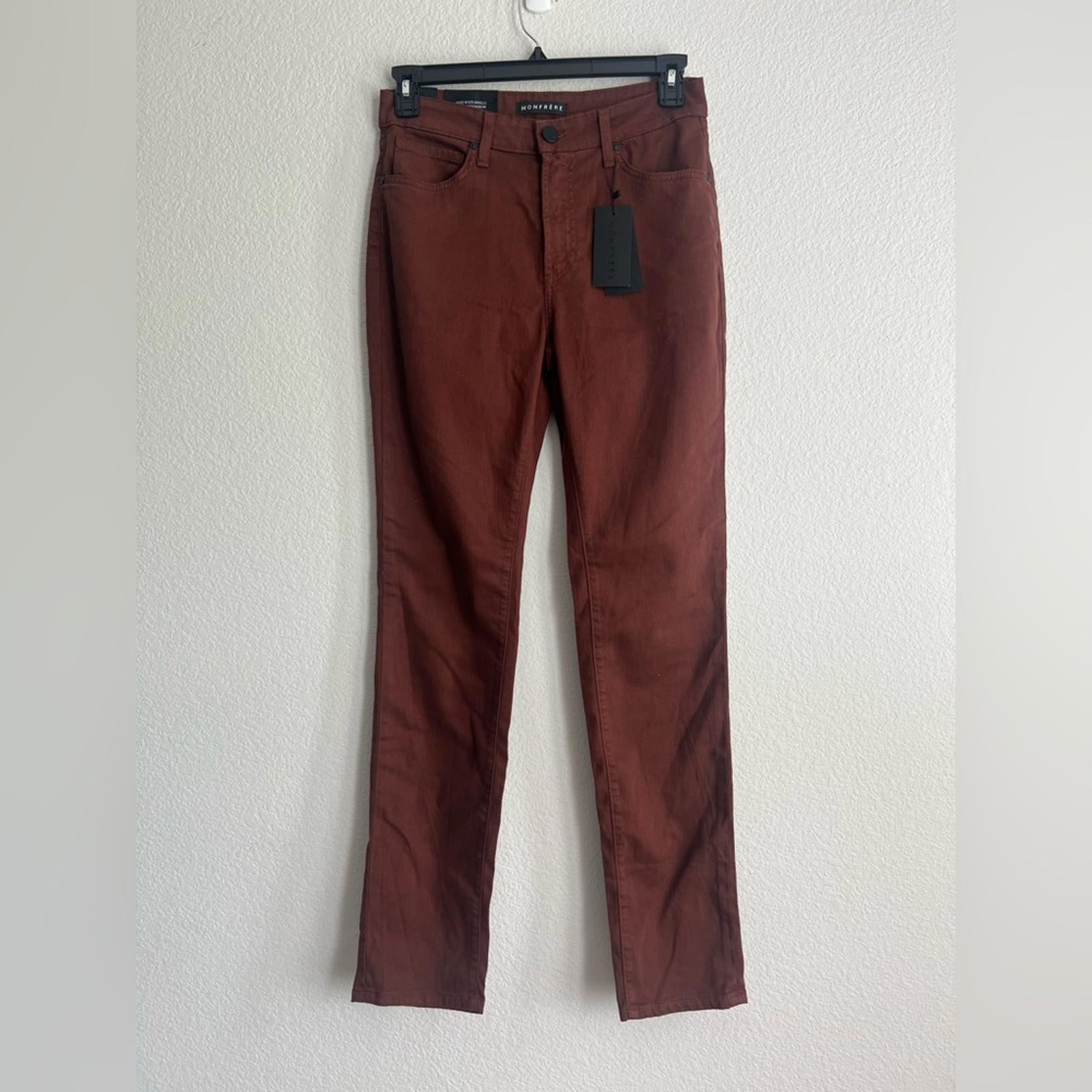 Monfrère Brando High Rise Slim Fit Jeans in Brown, NWT, Size 31