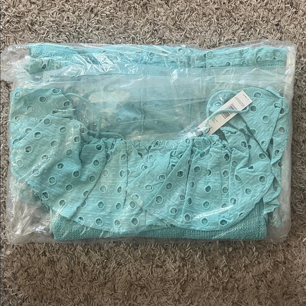 T-Tahari Eyelet Maxi Dress in Blue Haze, Size XS, NEW