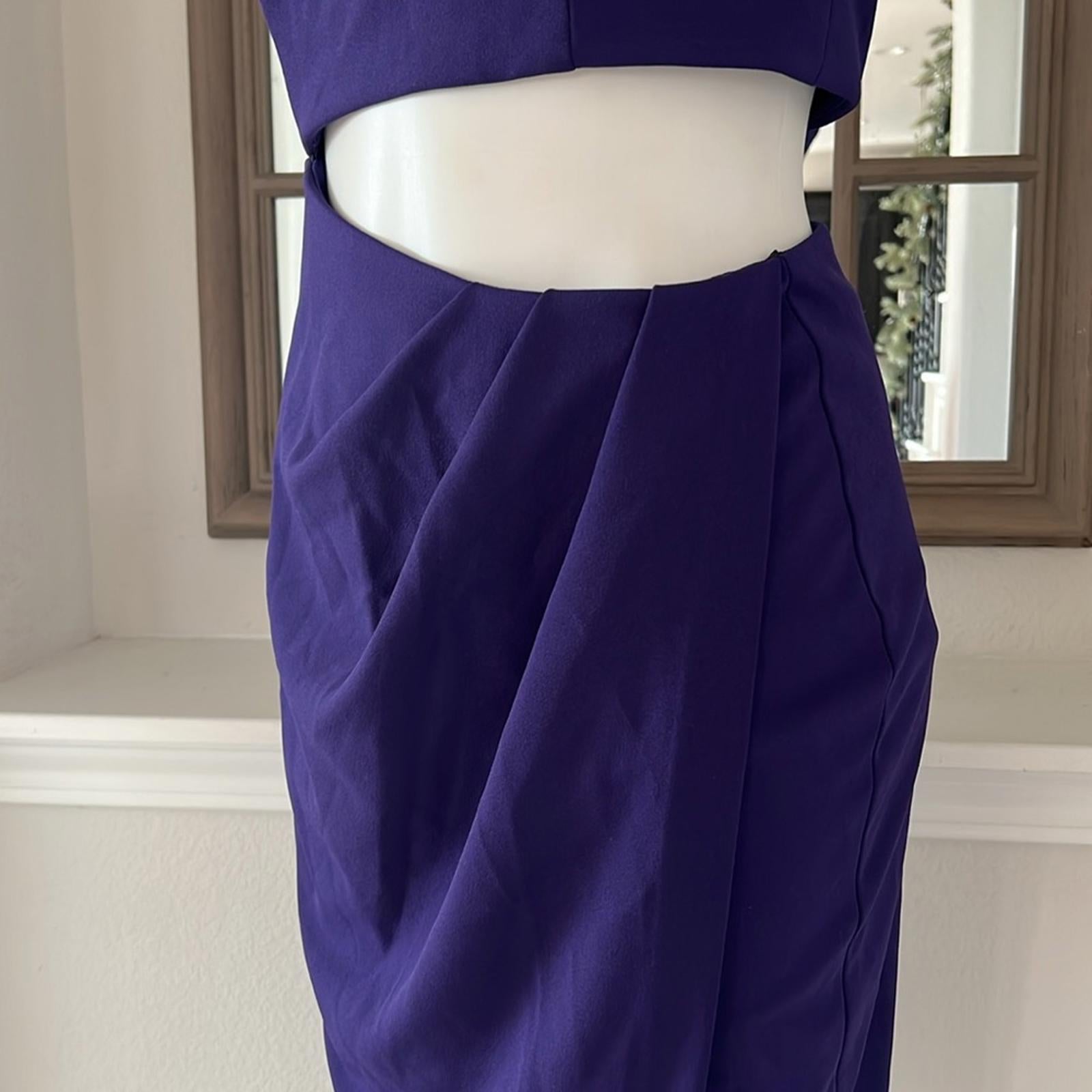 Aqua Bloomingdale’s Asymmetric Cutout Dress in Mulberry/Purple Size 6 NWT $238