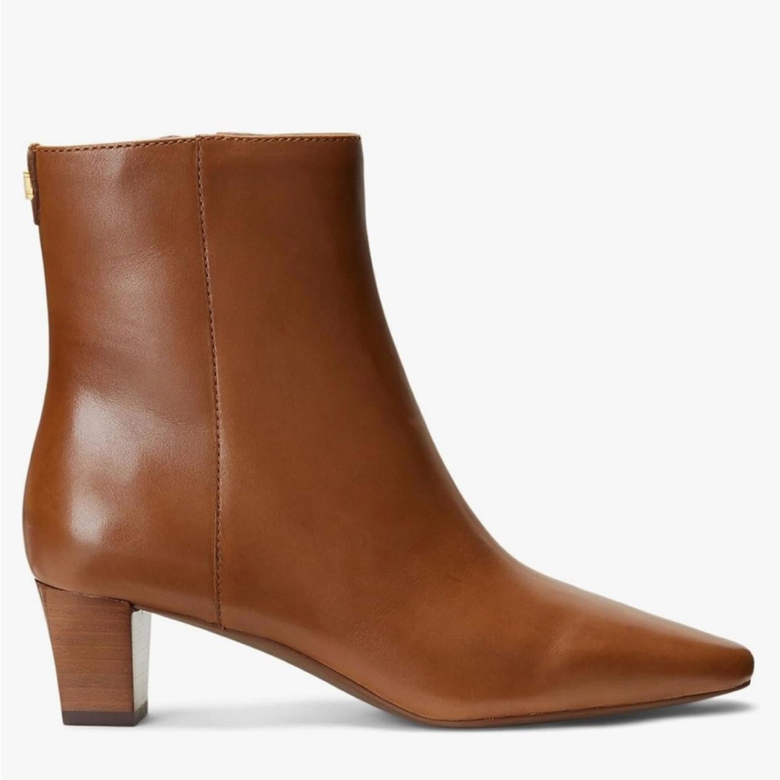 Lauren Ralph Lauren Willa Elegant Tan Leather Ankle Boots, Size 6/36.5 NEW $175