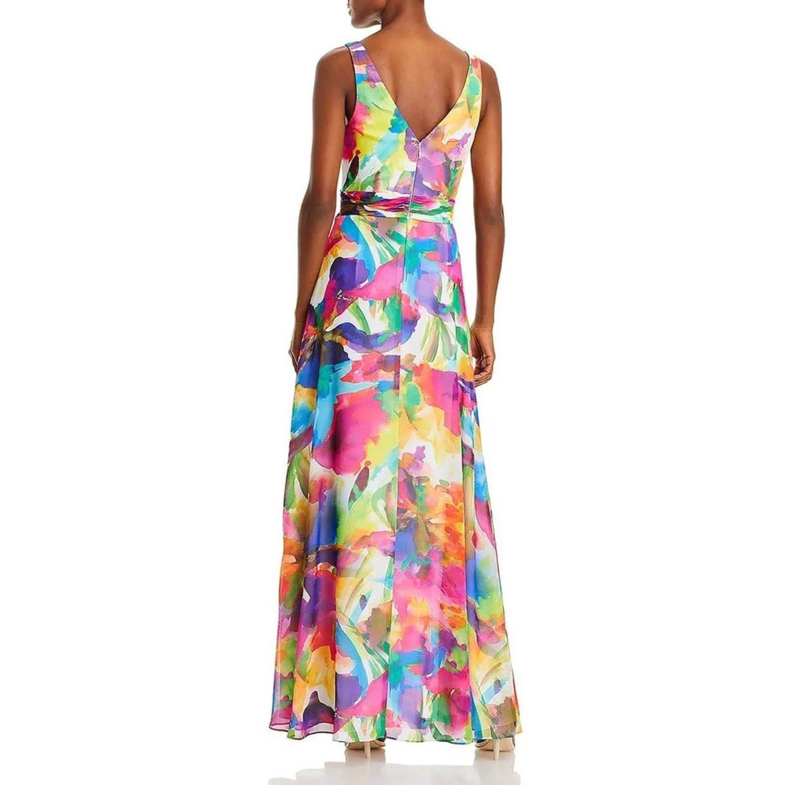 Liv Foster Side Cut-Out O-Ring Dress V-Neckline Sleeveless Gown Size 2 NEW w/Tag