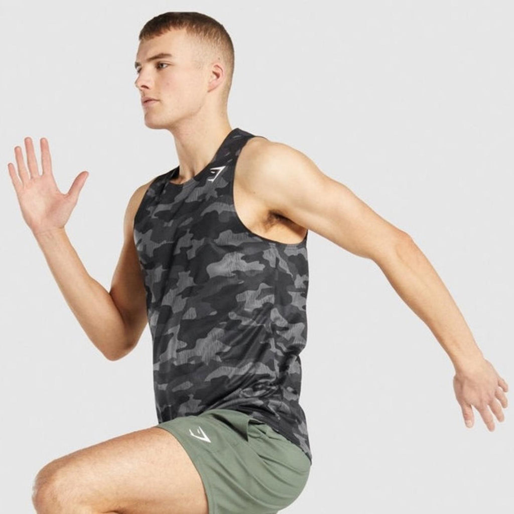 NWT Gymshark Men’s Arrival Tank Top, Slim Fit in Grey & Black Size S New w/Tag