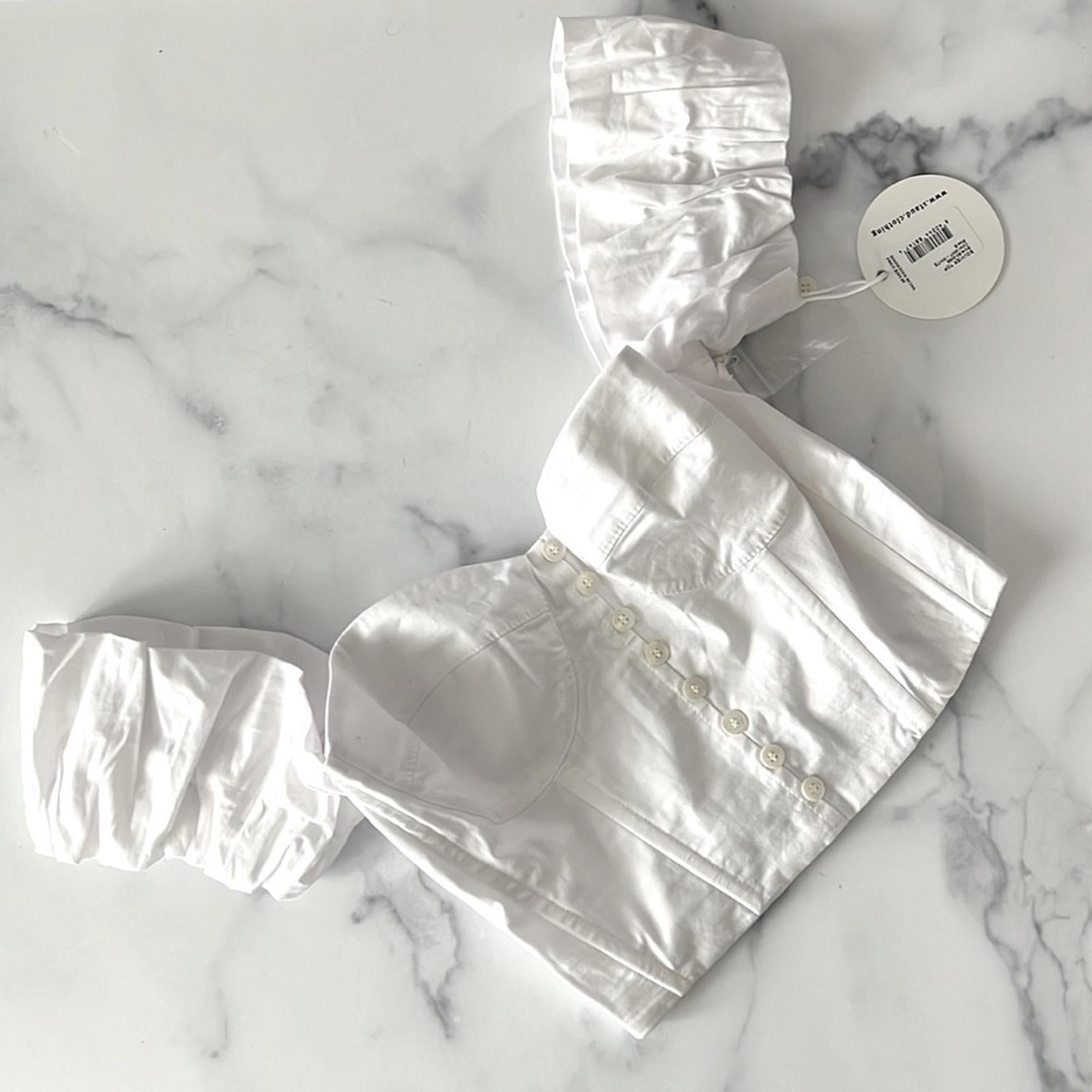 STAUD Revolve* Bouvier Crop Top in White, Size S New w/Tag Retail $245 SOLD OUT!