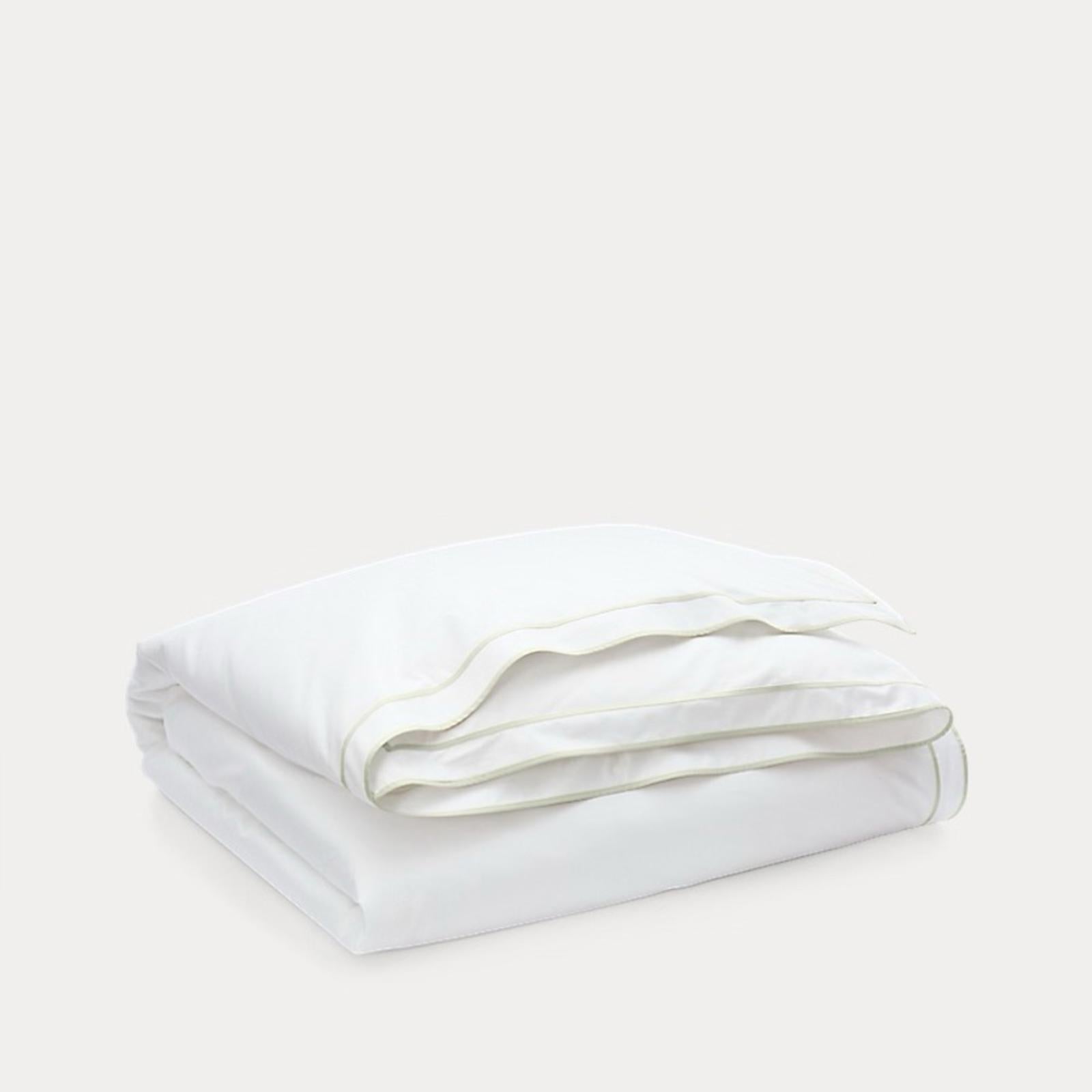 Lauren Ralph Lauren Spencer Sateen Border Queen Duvet Cover Soft Grey New w/Tag