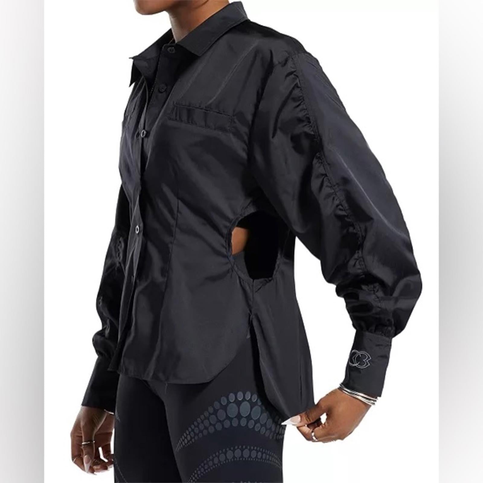 Reebok x Cardi B. Ruched-Sleeve Active Shirt in Black, Plus Size 2X New w/Tag