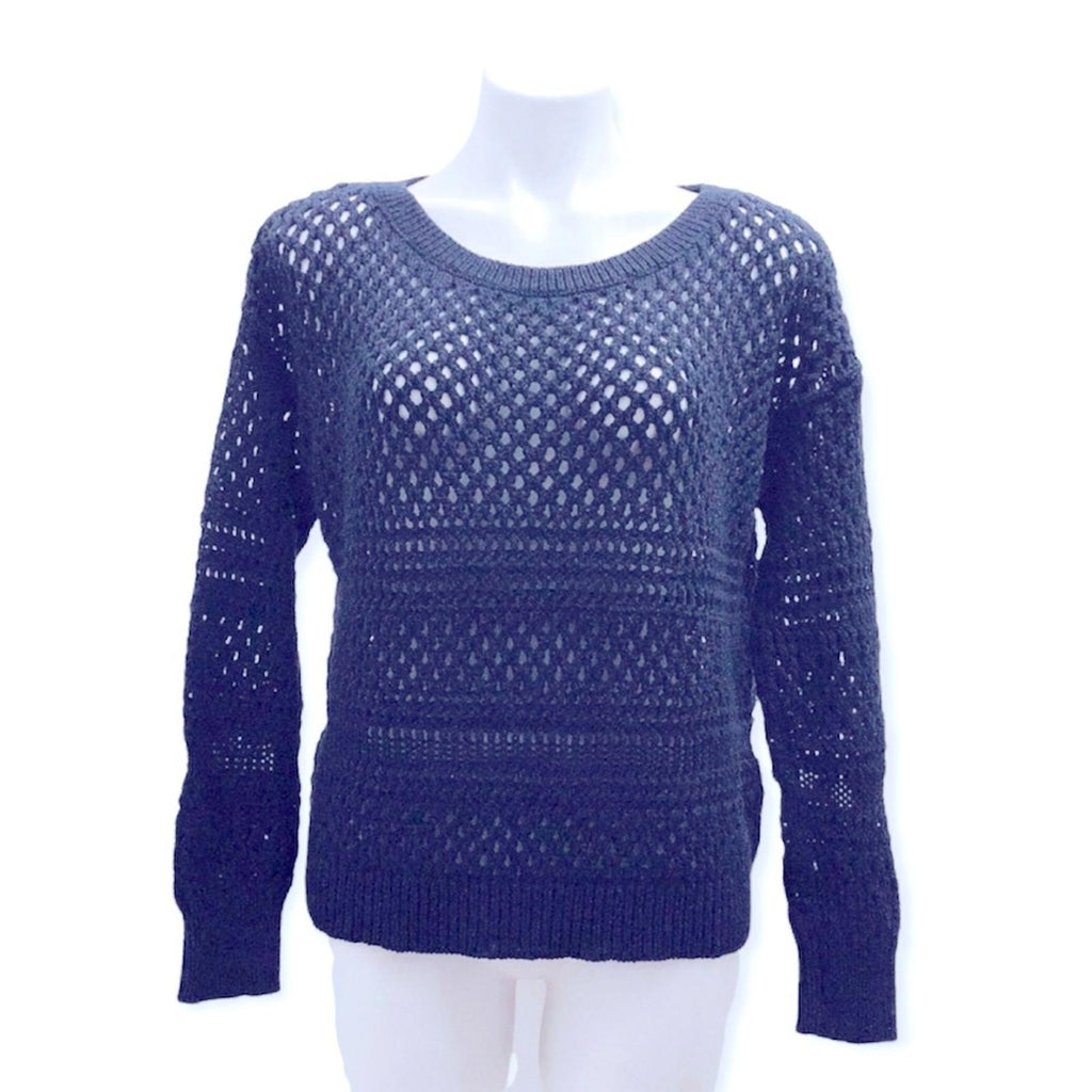 American Eagle Outfitters Crochet Sweater, Navy Metallic Knit Size XL EXCELLENT
