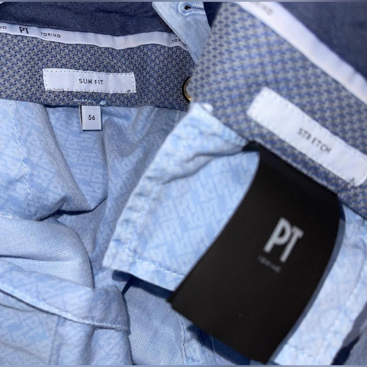 PT Torino Linen & Cotton Delave Slim Fit Trousers, Blue Size 56 NEW w/Tag $395
