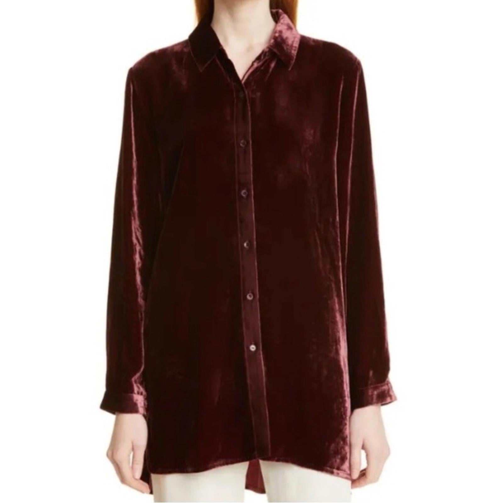 NWT Eileen Fisher Classic Collar Velvet Shirt, Size XL New w/Tag Retail $