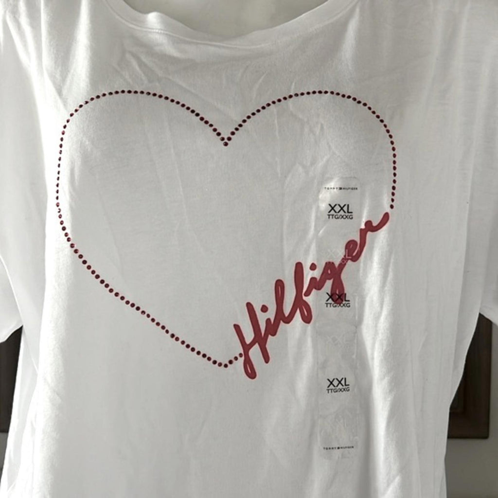 NEW Tommy Hilfiger Signature Heart-Graphic T-Shirt in White Size XXL New w/o Tag