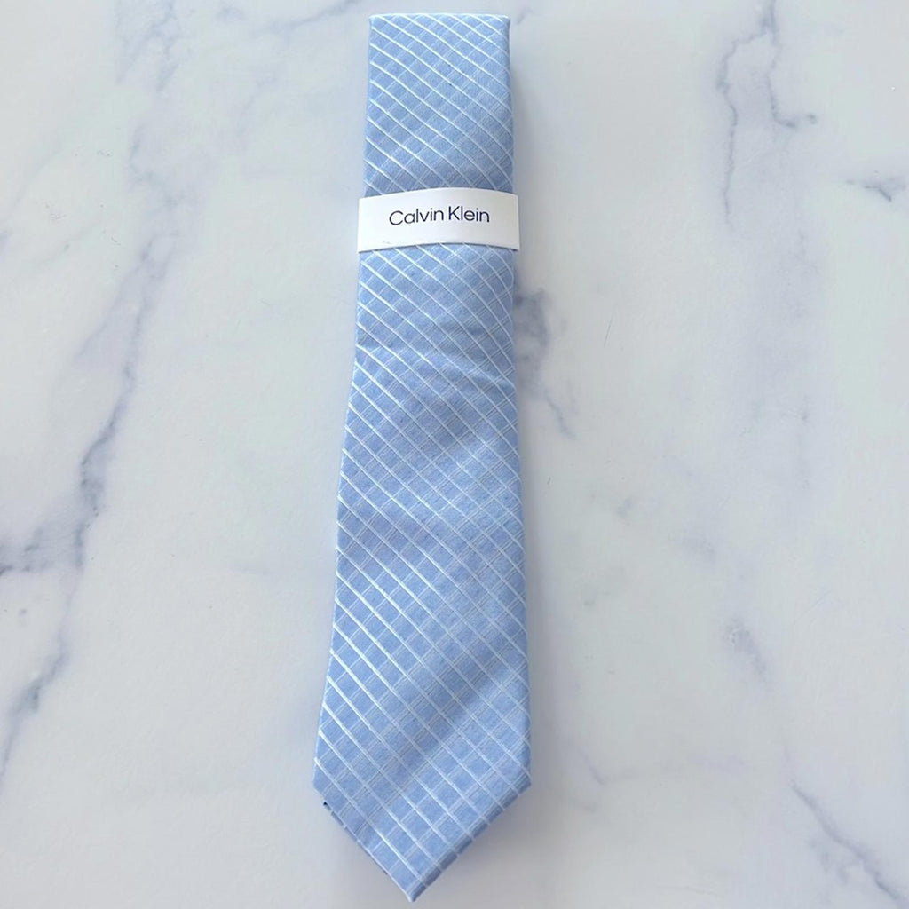 Calvin Klein Men's Heather Grid Tie in Light Blue, One Size, NWT