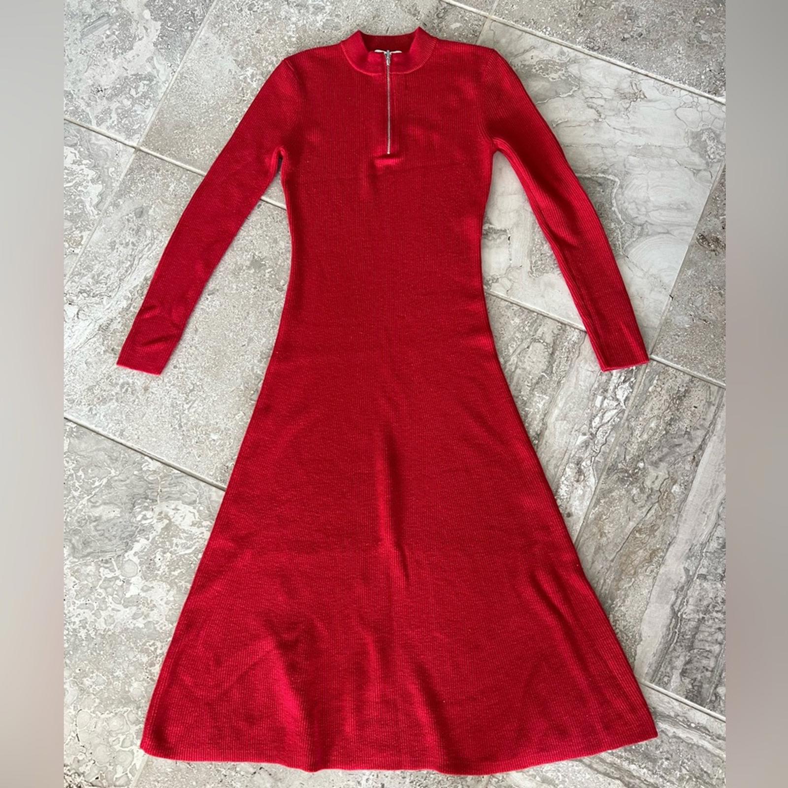Jason Wu Quarter Zip Mock Neck Dress in Red, Size M EXCELLENT Retail $290