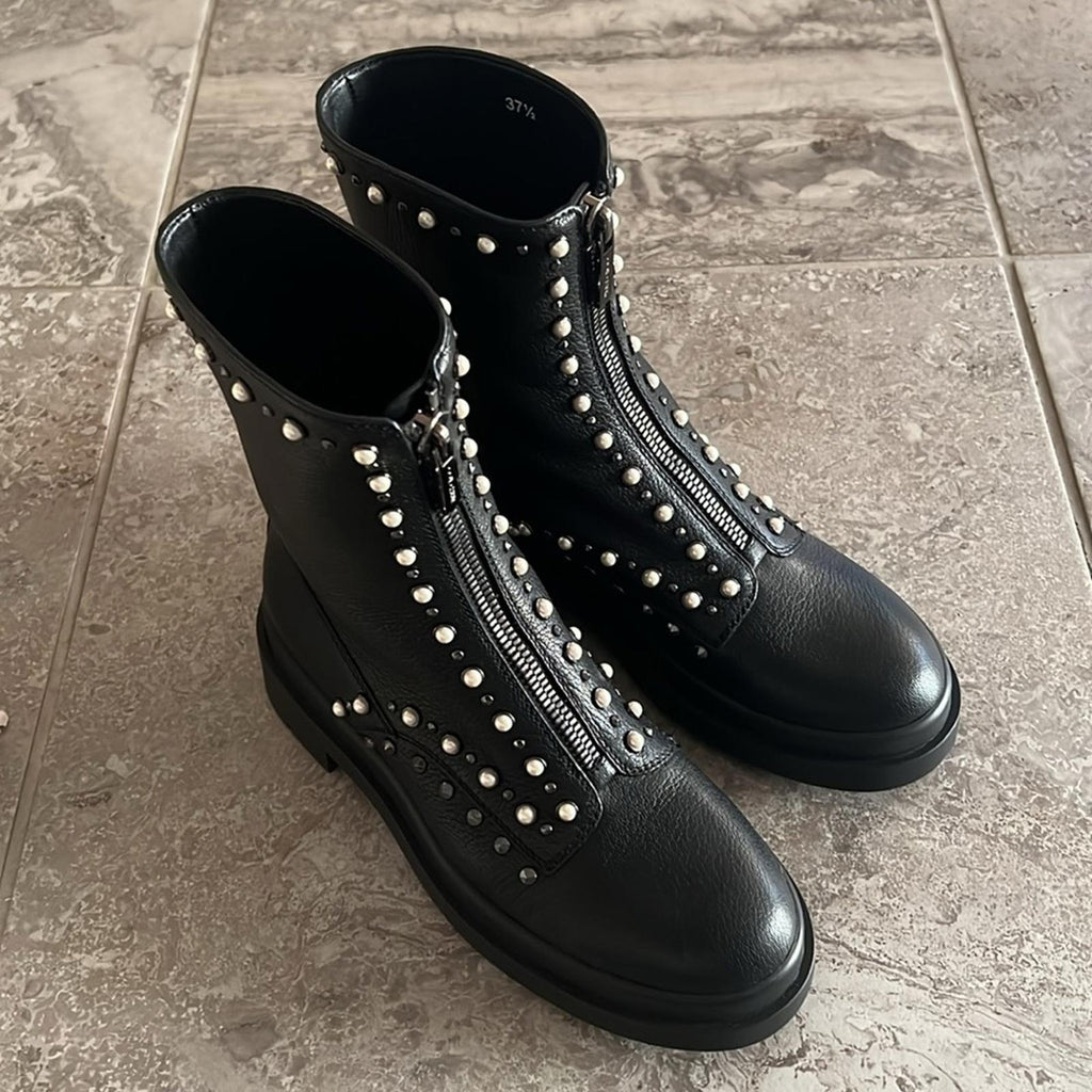 Jimmy Choo Nola Embellished Ankle Boots in Black Size 37.5 New + DustBag $1395