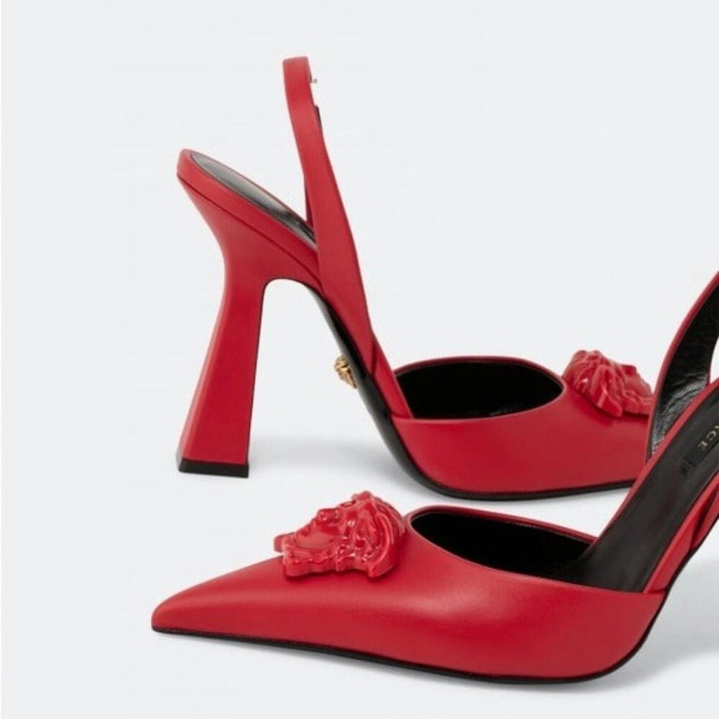 NEW Versace La Medusa Slingback Pumps/Heels in Red, Size 36.5 New in Box $1250