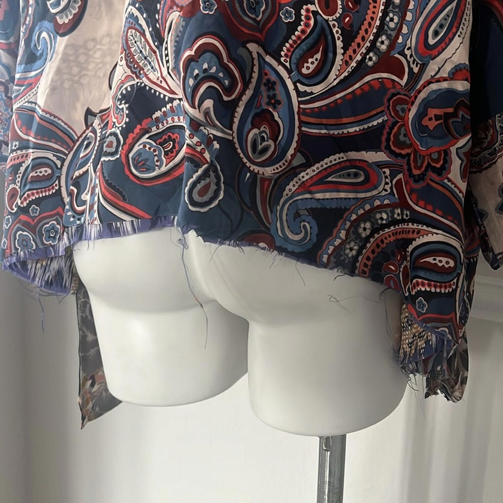 Johnny Was Betzy Emilia Paisley Print Silk Kimono, Size L New w/Defect $420
