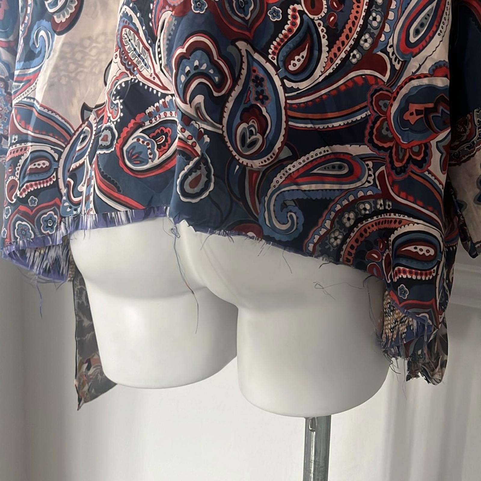 Johnny Was Betzy Emilia Paisley Print Silk Kimono, Size L New w/Defect $420
