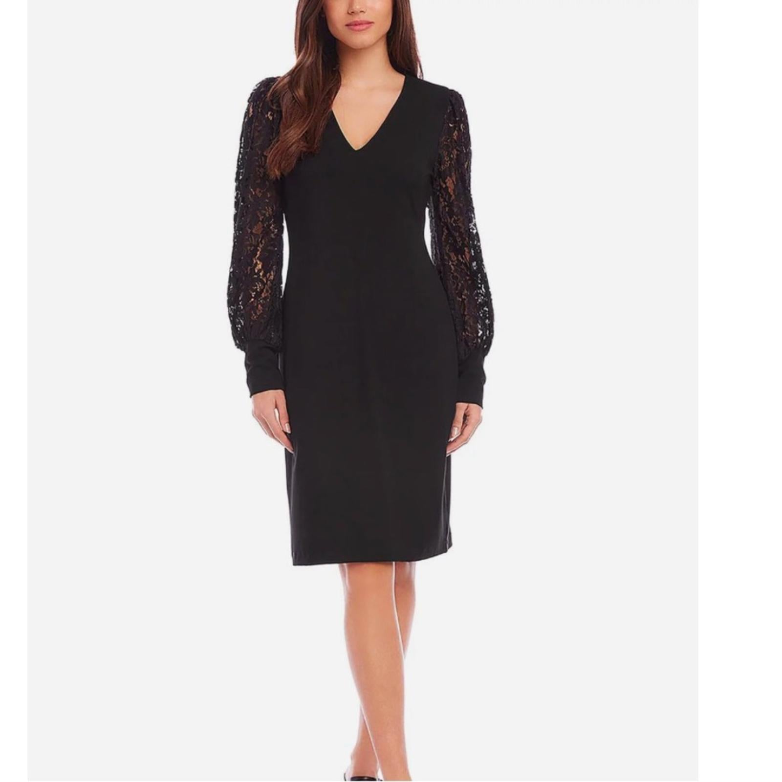 Karen Kane Lace V-Neck Midi Dress in Black, Size M New w/Tag $158