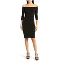 Norma Kamali Black Off-Shoulder Bodycon Mini Dress, Size L/40, NEW
