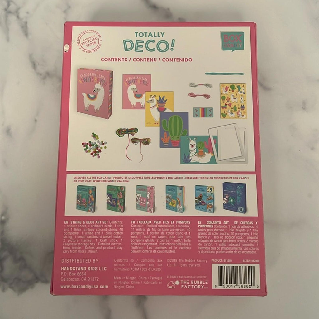 Totally Deco Llama Love String &Pom Pom Art Set in Keepsake Box to Make &Display