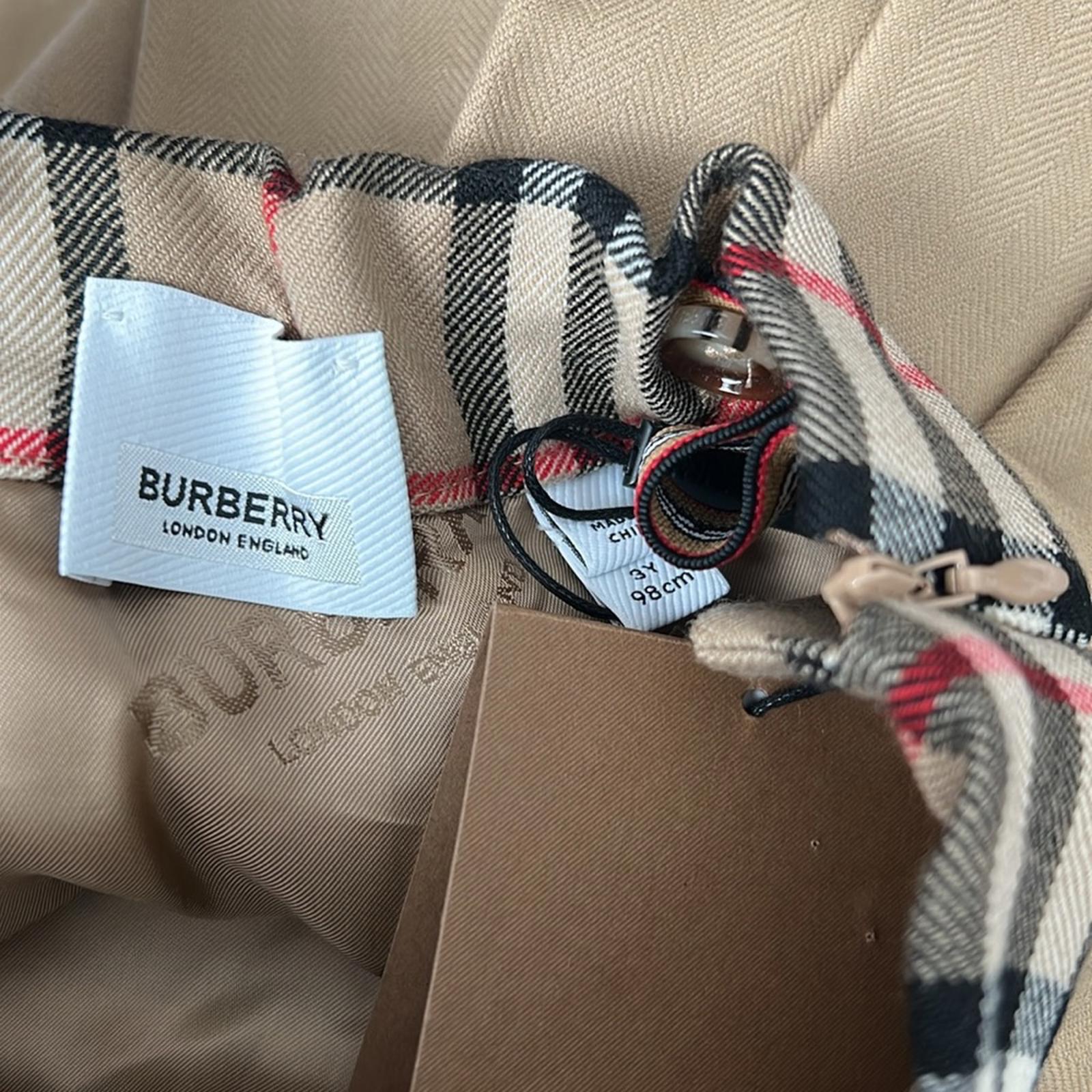 Burberry Lana Vintage Check Combo Wool Pleated Skirt, Girl's Size 3Y New w/Tag