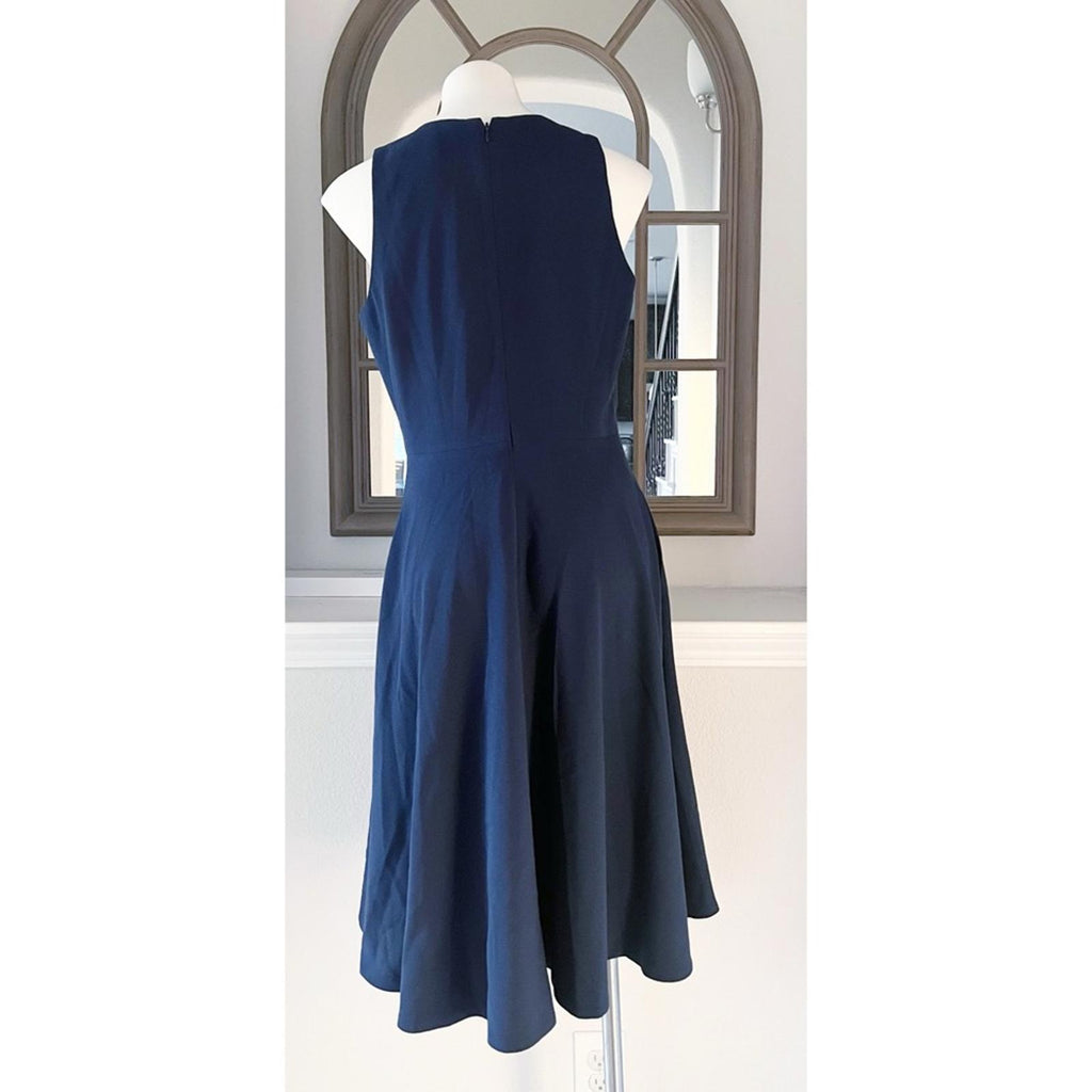 NEW Dress the Population Catalina Plunging V-Neck Dress, Midnight Blue Size L