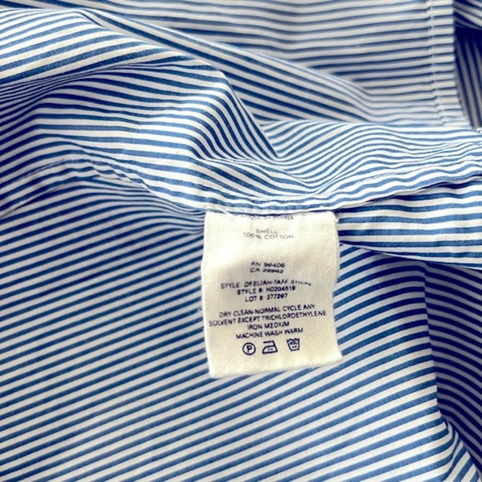 Theory Ofeliah Taff Striped Top, Blue/White Size L Retail
