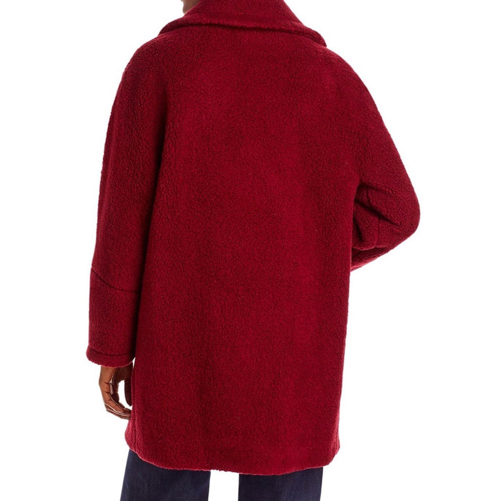 ICONS Cinzia Rocca Wool Teddy Pea Coat in Red, Size 10 NWT $1,005 Made in Italy